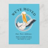 Carte Postale Annonce de déménagement drôle de pélican qui agite (Devant)