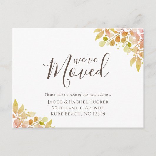 Carte Postale Annonce de déménagement élégante avec eucalyptus d (Devant)