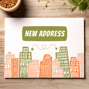 Carte Postale Annonce de déménagement orange et vert
