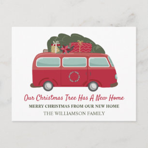 Carte Postale Annonce de déménagement pour Noël Camionnette et