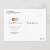 Carte Postale annonce de déménagement pour Thanksgiving avec cam (Dos)