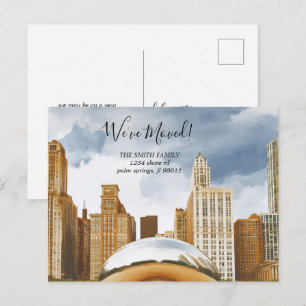 Carte Postale Annonce de déménagement sur la skyline de Chicago