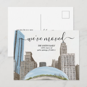 Carte Postale Annonce de déménagement sur la skyline de Chicago