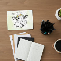 Annonce de déménagement vache mignonne dessinée à