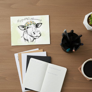 Carte Postale Annonce de déménagement vache mignonne dessinée à