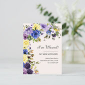 Carte Postale Annonce de déménagement Violet Jaune Floral (Debout devant)