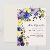 Carte Postale Annonce de déménagement Violet Jaune Floral (Devant / Derrière)