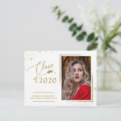 Carte Postale Annonce de diplômé de script chic paillettes dorée (Debout devant)