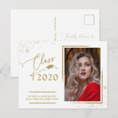 Carte Postale Annonce de diplômé de script chic paillettes dorée (Devant / Derrière)
