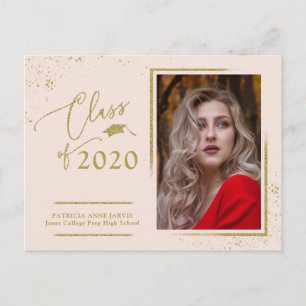 Carte Postale Annonce de diplômé en écriture chic Festive Paille