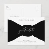 Carte Postale Annonce de Faire-Part de Mariage Noir et Blanc ave (Devant / Derrière)