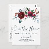 Carte Postale annonce de fleurs de noël pour nouvelle maison (Devant / Derrière)