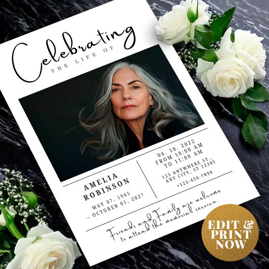 Carte Postale Annonce de funérailles Cérémonie commémorative ave