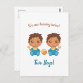 Carte Postale Annonce de jumeaux garçons (Devant / Derrière)