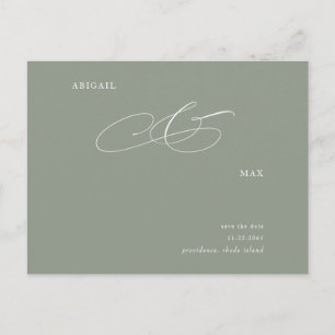 Carte Postale Annonce de mariage élégante à la sauge pour sauveg