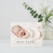 Carte Postale Annonce de naissance avec nom moderne de bébé sur  (Debout devant)