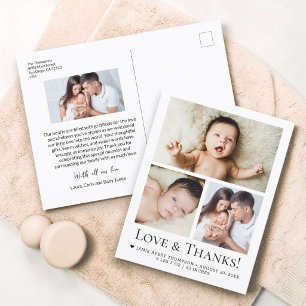 Carte Postale Annonce de naissance avec photo de bébé Love and T