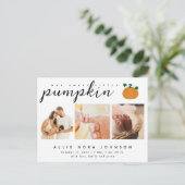 Carte Postale Annonce de naissance de bébé automne Photo de peti (Debout devant)