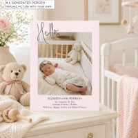 Annonce de naissance de bébé rose tendre Hello Bab