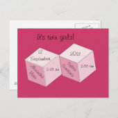 Carte postale - Annonce de naissance - Jumelles (Devant / Derrière)