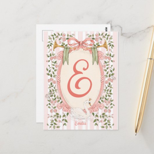 Carte Postale Annonce de naissance - La Princesse au Swan (Devant/Arrière en situation)