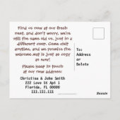 Carte Postale Annonce de nouvelle adresse de Funny Car Nous avon (Dos)