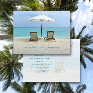 Carte Postale Annonce de nouvelle adresse pour chaises de plage