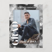 Carte Postale Annonce de remise de diplôme abstraite noir blanc  (Devant)