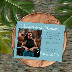 Carte Postale Annonce de remise de diplômes minimaliste bleu sar