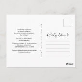 Carte Postale Annonce de report de mariage chic écriture blanche (Dos)