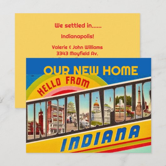 Carte Postale Annonce de salutation d'Indianapolis IN (Devant / Derrière)