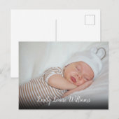 Carte Postale Annonce de script de photo de bébé simple (Devant / Derrière)