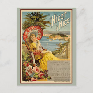 Carte Postale Annonce de voyage d'hiver vintage Nice Côte d'Azur