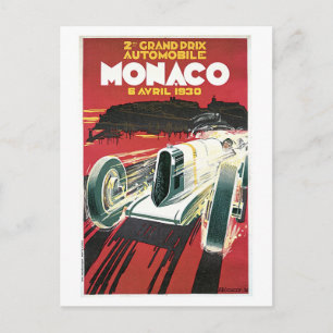Carte Postale Annonce de voyage vintage du Grand Prix de Monaco 