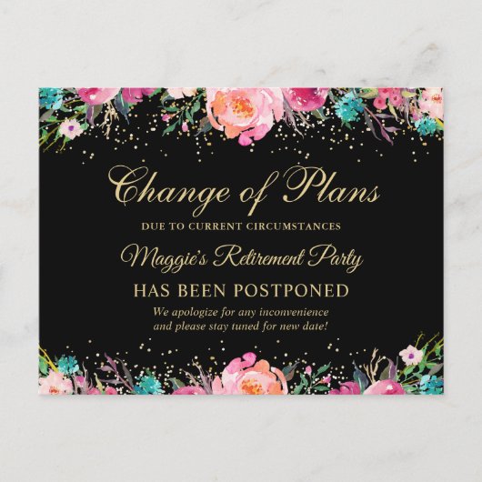 Carte Postale Annonce différée Fête de retraite florale (Devant)