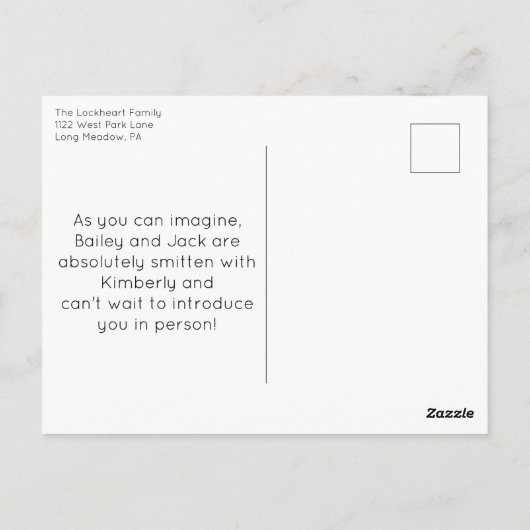 Carte Postale Annonce d'un nouveau chiot, Adoption d'un chien ad (Dos)