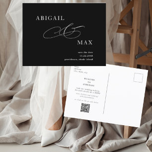 Carte Postale Annonce élégante de mariage noir et blanc pour sau