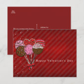 Carte Postale Annonce ou fête de Cake Pops pour la Saint-Valenti (Devant / Derrière)