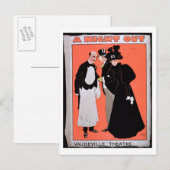 Carte Postale Annonce pour "Une nuit dehors", au Vaudeville (Devant / Derrière)