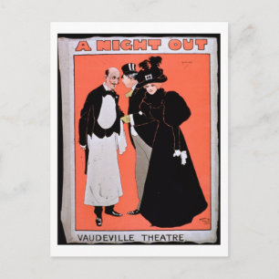 Carte Postale Annonce pour "Une nuit dehors", au Vaudeville