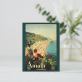 Carte Postale Annonce vintage de voyage Amalfi (Debout devant)