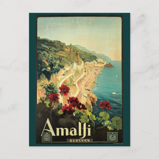 Carte Postale Annonce vintage de voyage Amalfi (Devant)