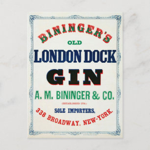 Carte Postale Annonce Vintage pour Bininger's Old London Dock Gi
