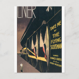 Carte Postale Annonce Vintage pour le train Flying Scotsman