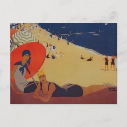 Carte Postale Annonce vintage Voyage Plage (Devant)