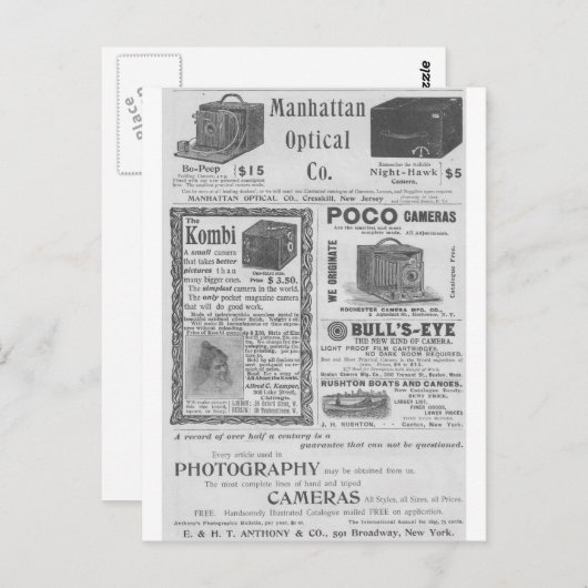 Carte Postale Annonces de caméra (Devant / Derrière)