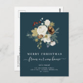 Carte Postale annonciation de noël florale joyeuse (Devant / Derrière)