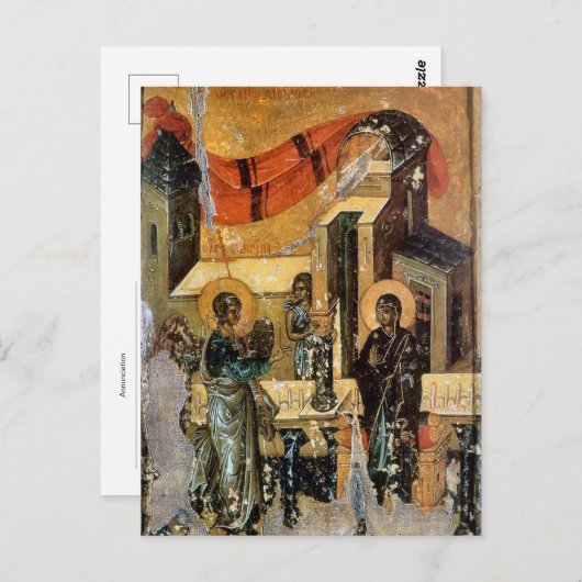 Carte Postale Annonciation Icône byzantine chrétienne orthodoxe (Devant / Derrière)