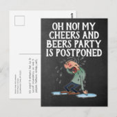Carte Postale Annulation de la fête Reports de Cheers And Beers (Devant / Derrière)