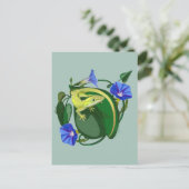 Carte Postale Anolis vert avec Ipomée (Debout devant)